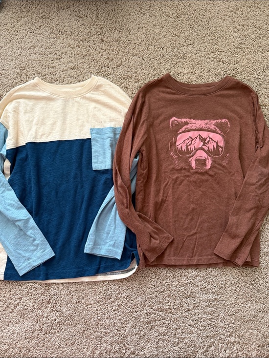 Cat & Jack Other - 2 Cat & Jack/Jumping Bean Long-Sleeve Tees - Bear Goggles and blue block size 8